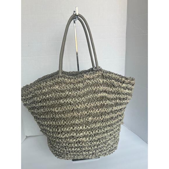 Anteprima Wire Taupe Large Capacity Double Handles Zip Top Tote Bag Purse - Picture 1 of 11